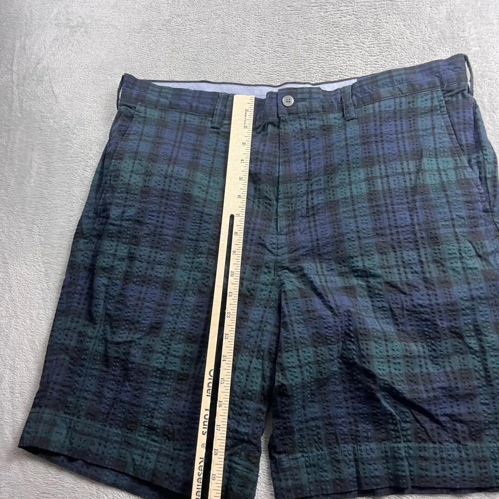 Polo Ralph Lauren Mens 36 Black Watch Tartan Plaid Seersucker Shorts Stretch Fit